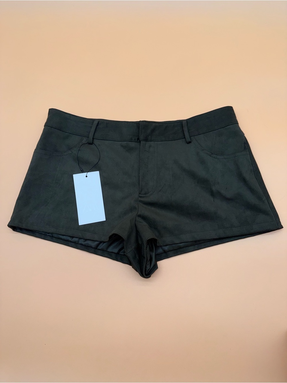 Zara Olive Green Faux Suede Micro Shorts Classic Perfect Night Out Outfit Fall